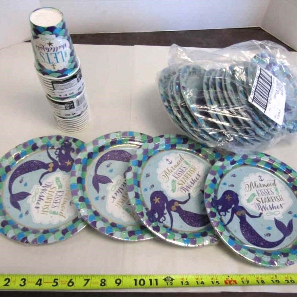 Mermaid Party for 24 Cups 24 Dinner & 24+ Dessert Plates  "Let's Shelle'brate"